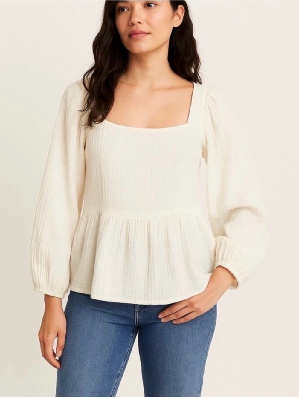 Madewell Cream Square-Neck Blouse